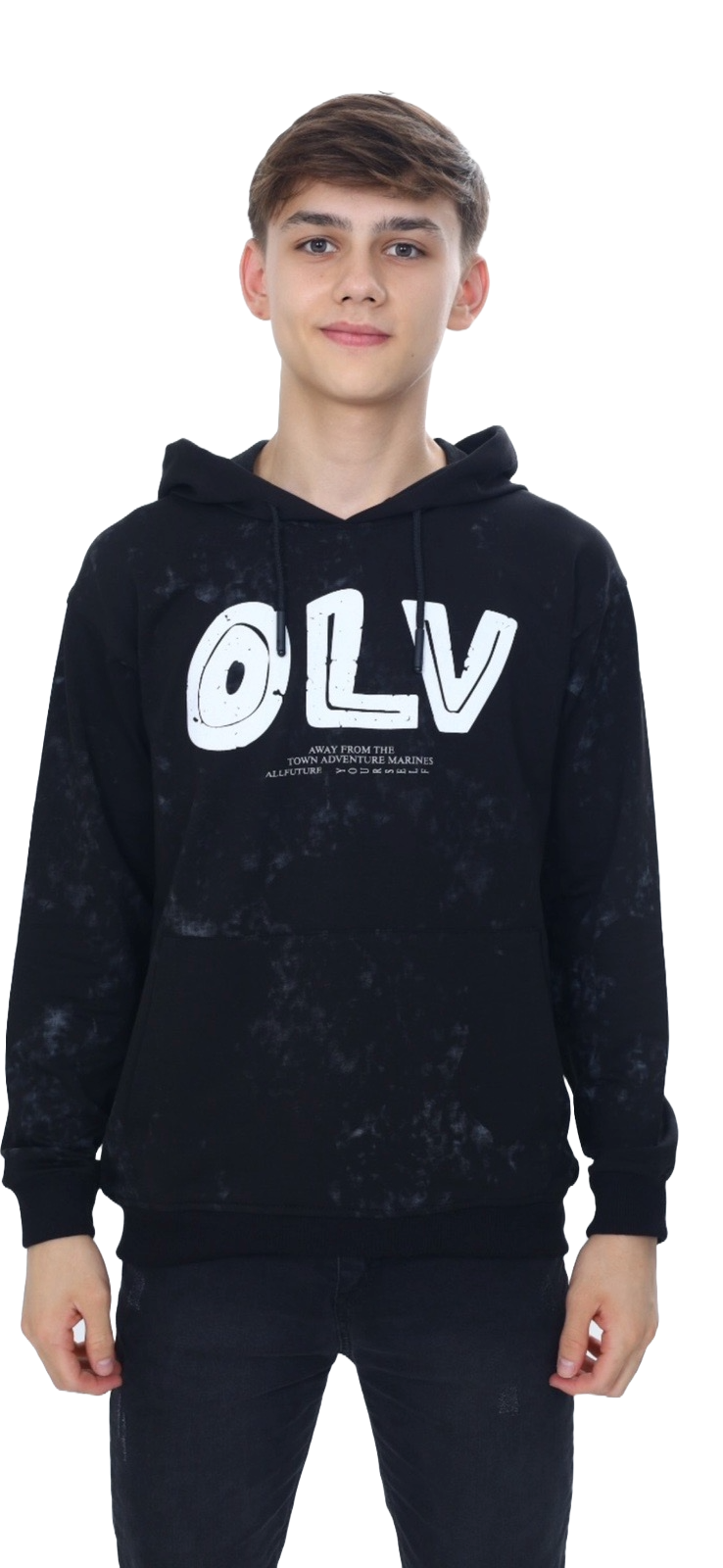 Детски суитшърт за момче, черен цвят