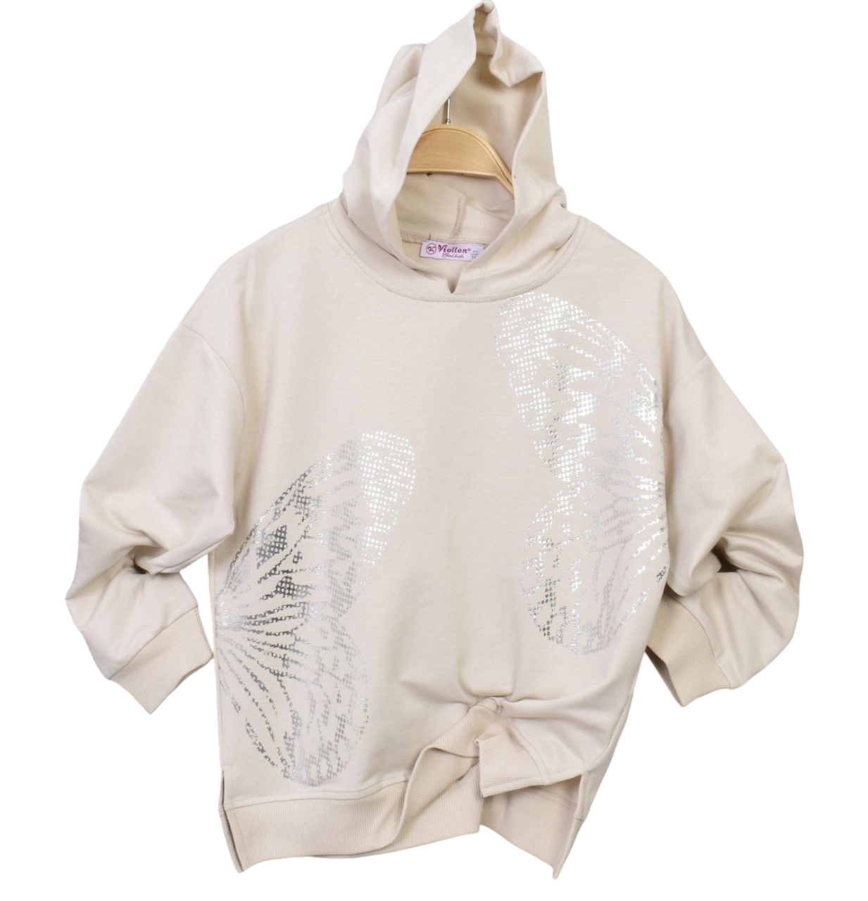 Детски суитшърт за момиче, бежов цвят